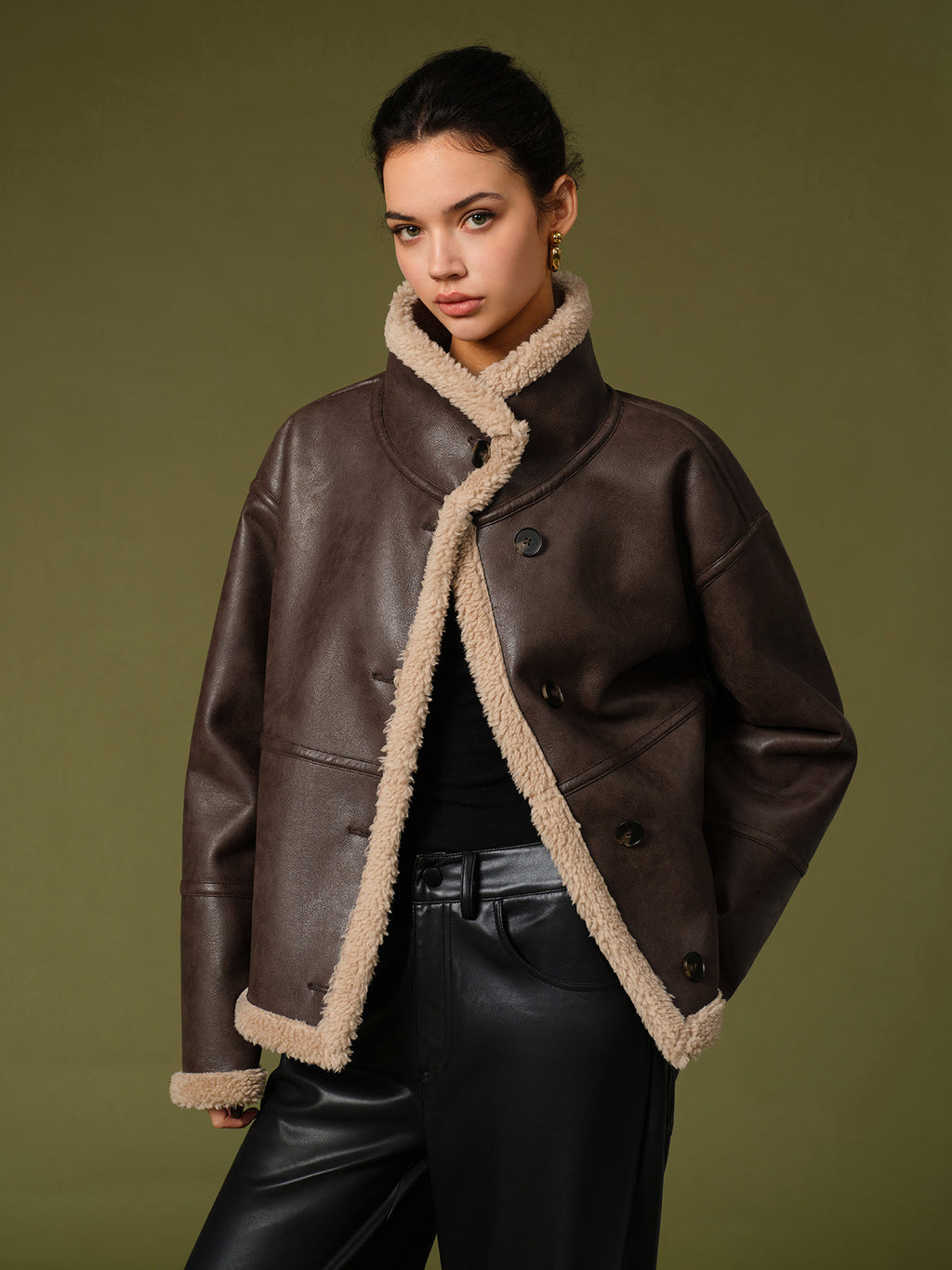 Women's Warm PU Leather Fleece Jackets - CelenoWear