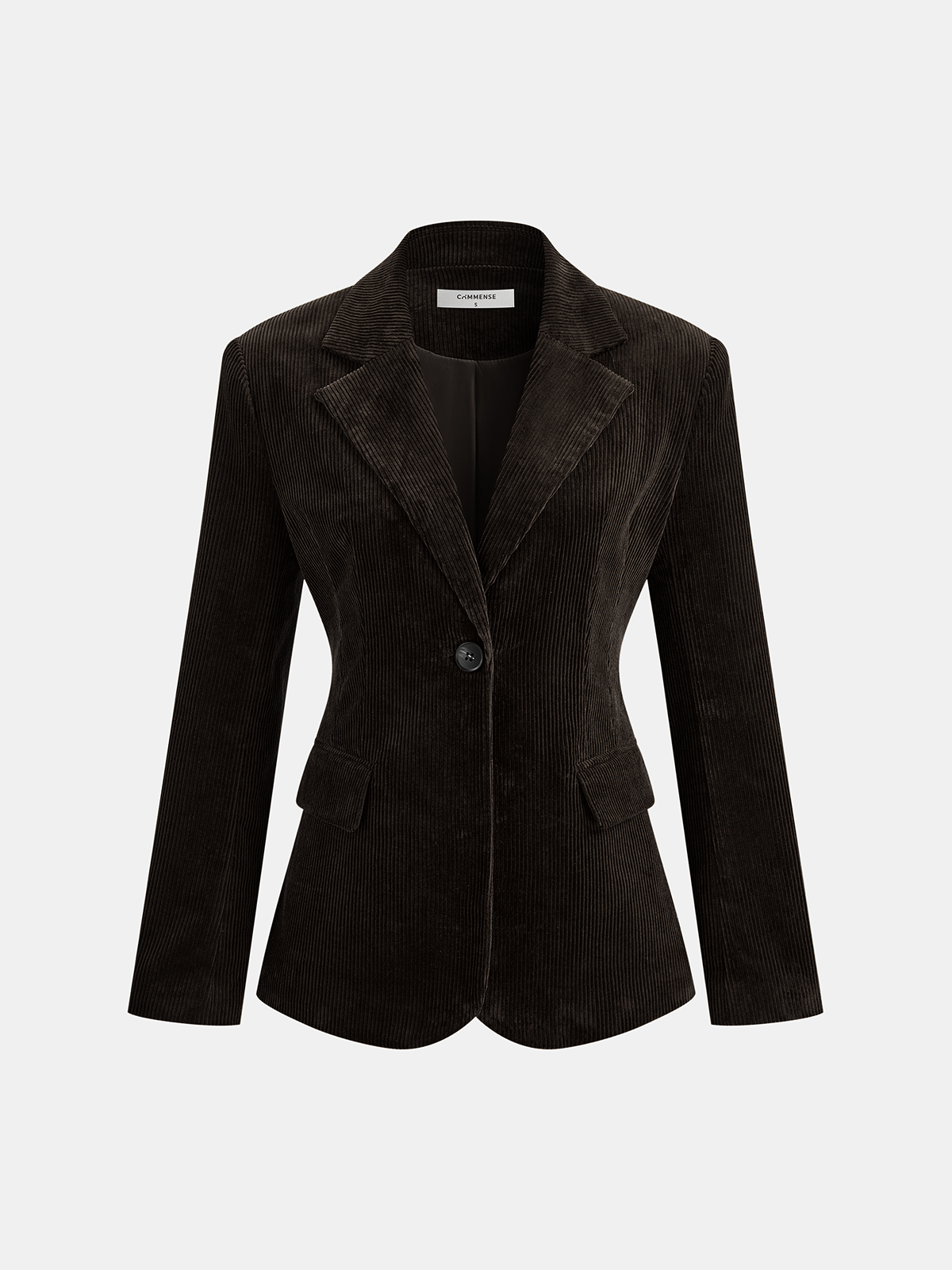 Women's Fitted Corduroy Wide-Shoulder Blazer - CelenoWear