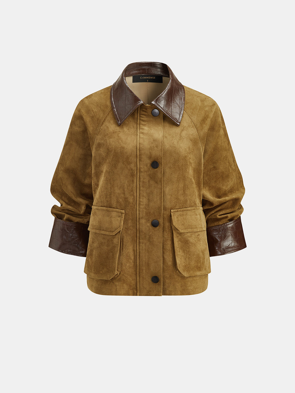 Women's Utility Jacket - Faux Leather Collar Suede Effect - CelenoWear