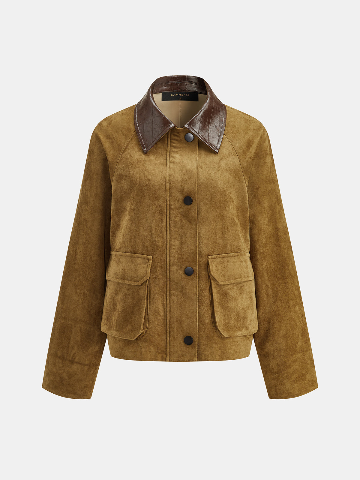 Women's Utility Jacket - Faux Leather Collar Suede Effect - CelenoWear