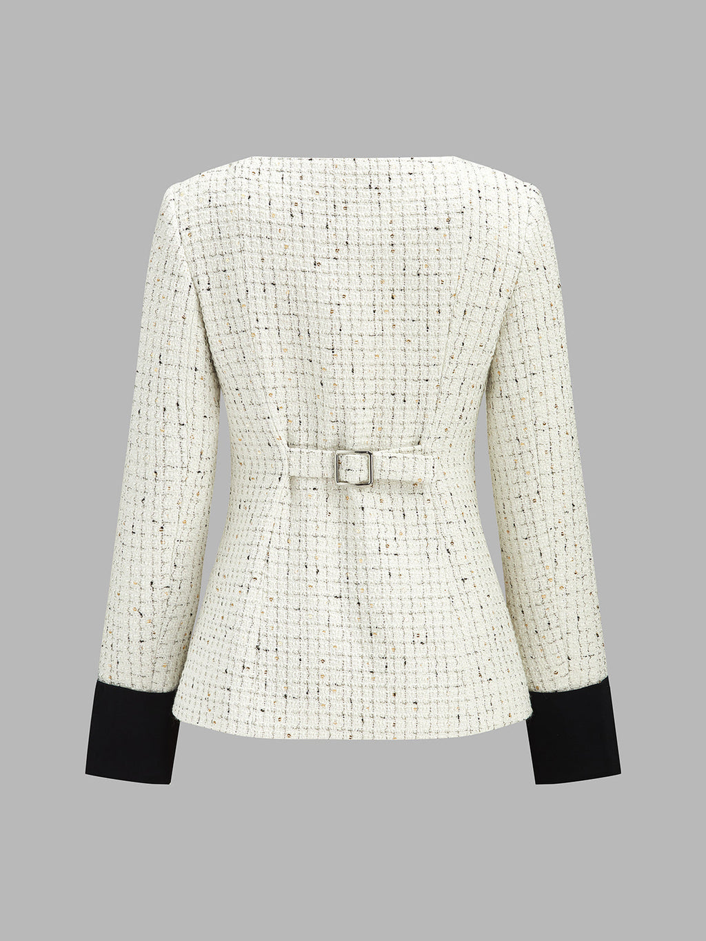 Women's Tweed Blazer with Frog Button and Contrast Cuffs - CelenoWear