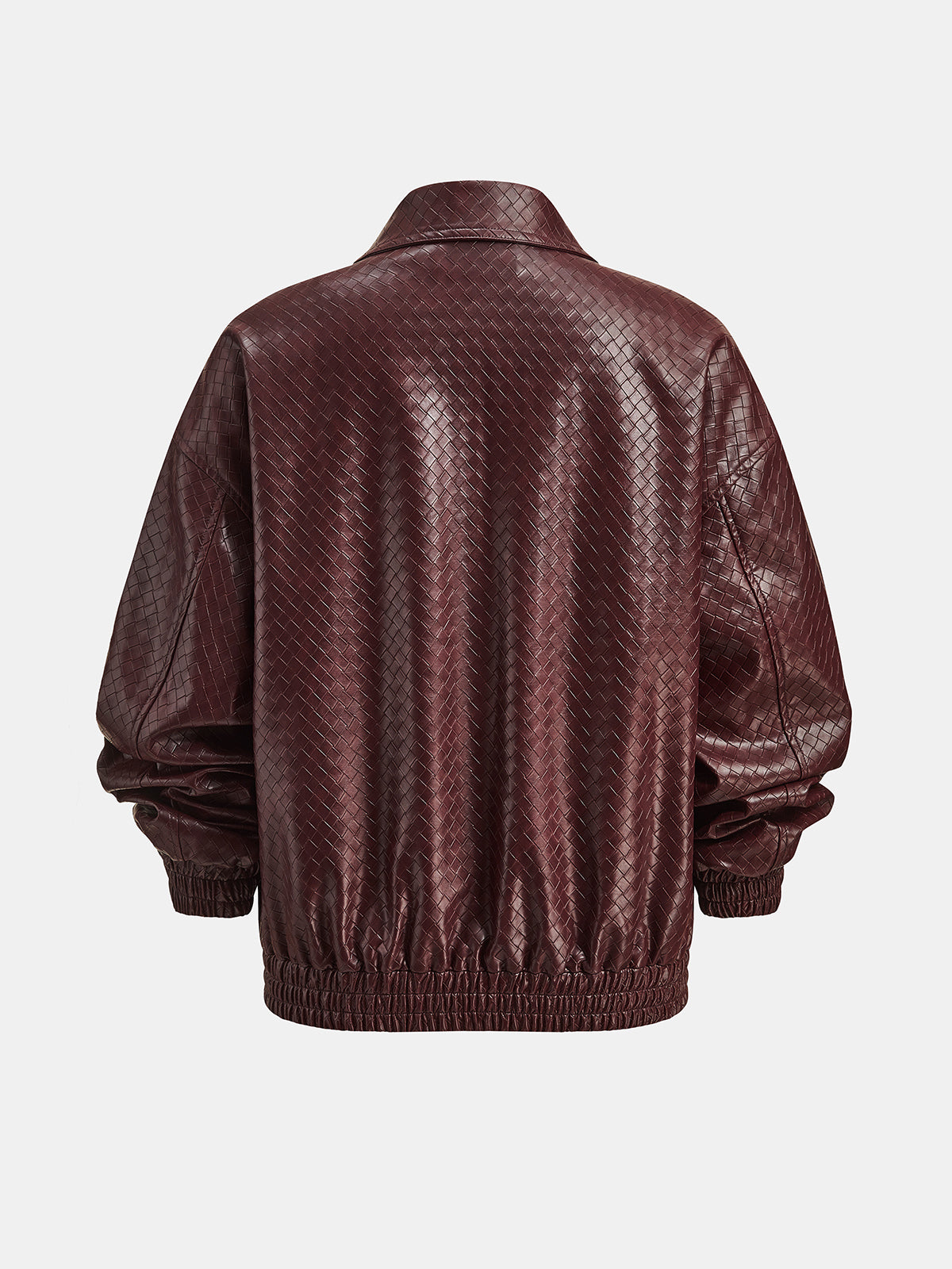 Women's Woven Faux Leather Bomber Jacket with Zip - CelenoWear
