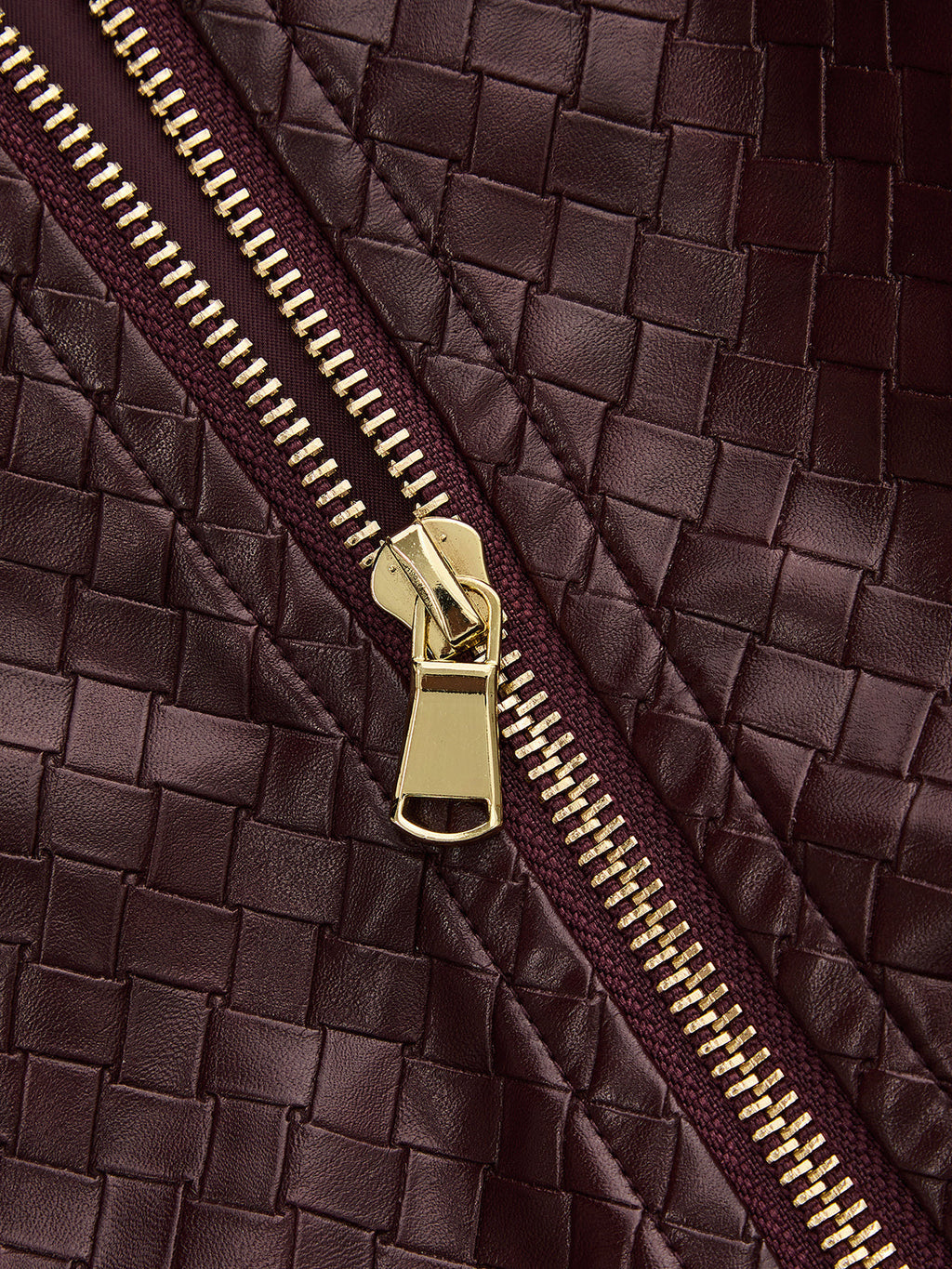 Women's Woven Faux Leather Bomber Jacket with Zip - CelenoWear