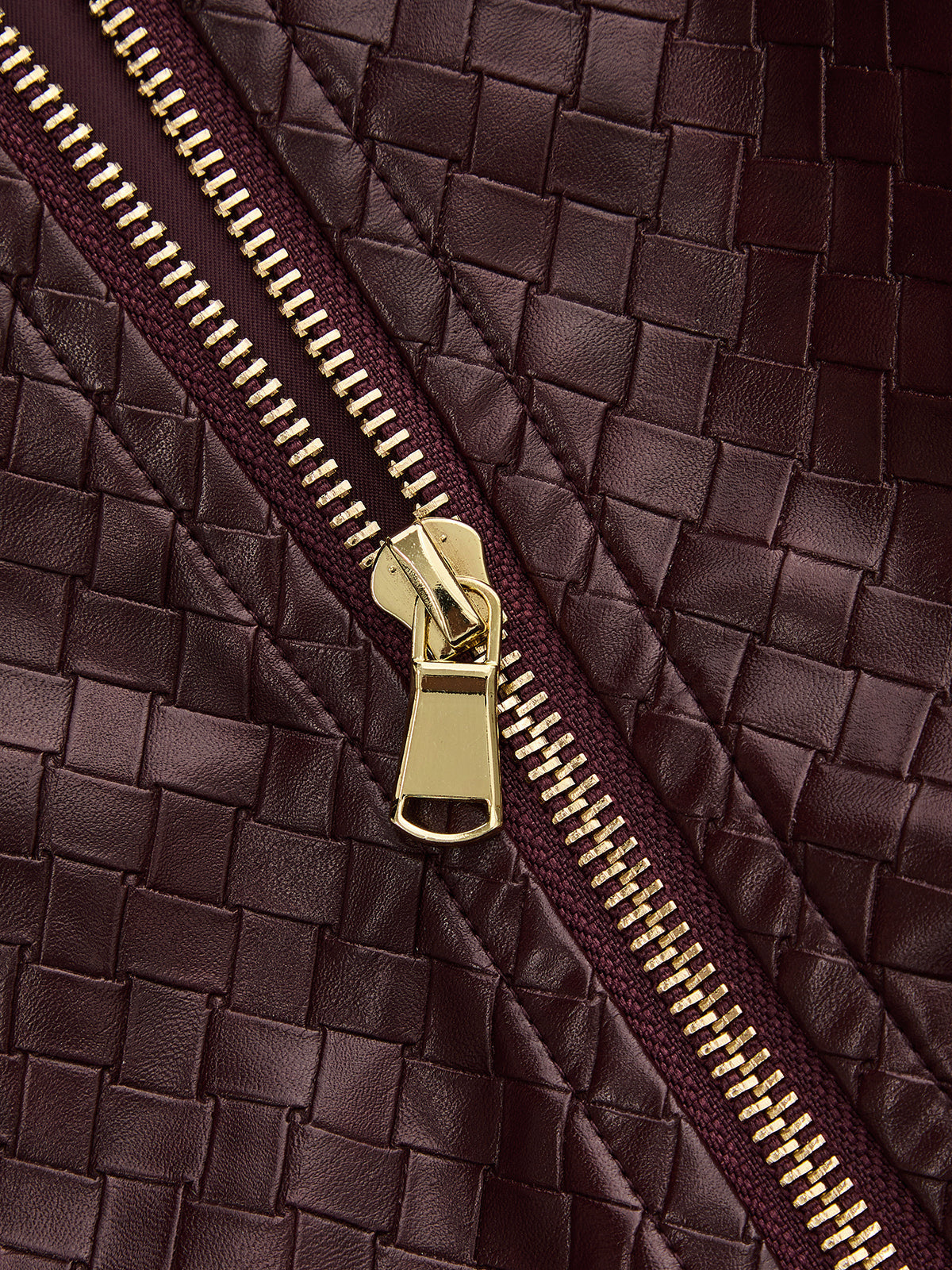 Women's Woven Faux Leather Bomber Jacket with Zip - CelenoWear