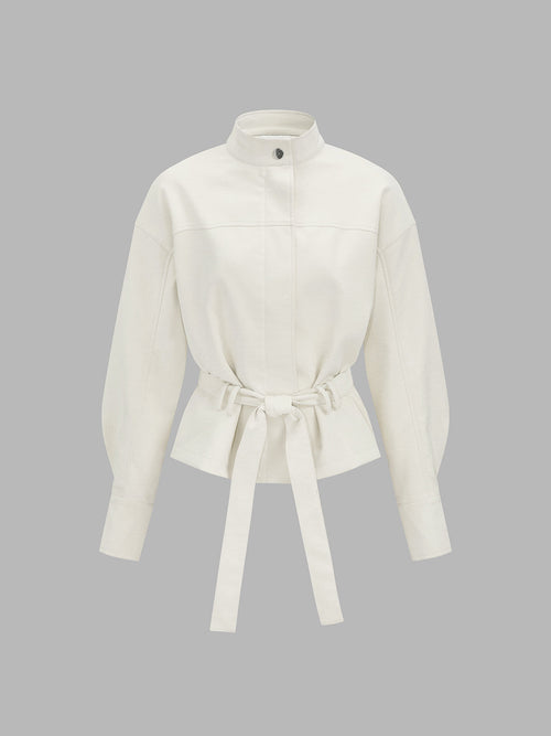 Women's Belted Faux Leather Jacket - CelenoWear